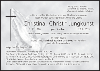 Anzeige von Christina Jungkunst von MGO