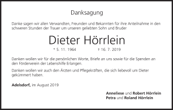 Anzeige von Dieter Hörrlein von MGO