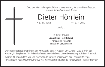 Anzeige von Dieter Hörrlein von MGO