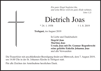 Anzeige von Dietrich Joas von MGO