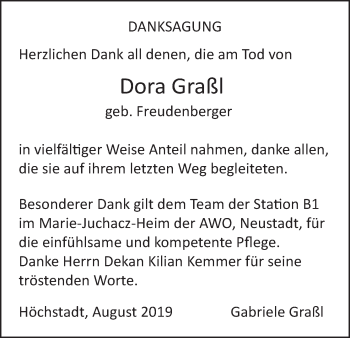 Anzeige von Dora Graßl von MGO