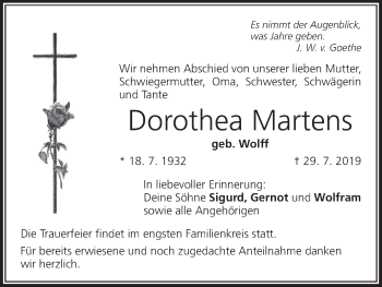 Anzeige von Dorothea Martens von MGO