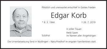 Anzeige von Edgar Korb von MGO