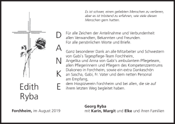 Anzeige von Edith Ryba von MGO