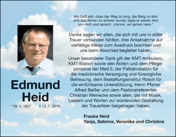 Anzeige von Edmund Heid von MGO