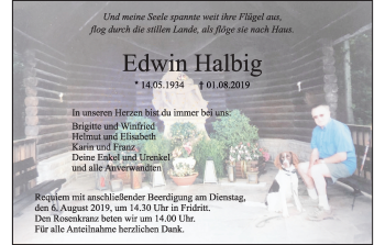 Anzeige von Edwin Halbig von MGO