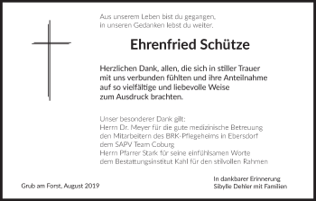 Anzeige von Ehrenfried Schütze von MGO