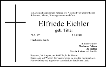 Anzeige von Elfriede Eichler von MGO