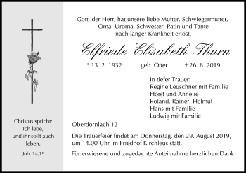 Anzeige von Elfriede Elisabeth Thurn von MGO