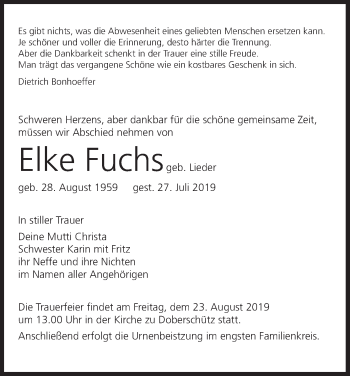 Anzeige von Elke Fuchs von MGO