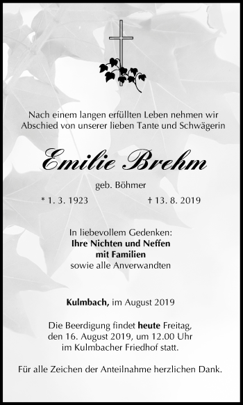 Anzeige von Emilie Brehm von MGO