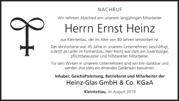 Anzeige von Ernst Heinz von MGO