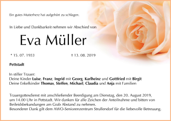 Anzeige von Eva Müller von MGO