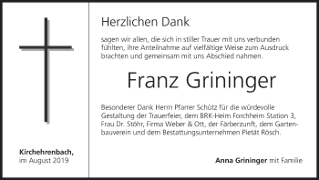 Anzeige von Franz Grininger von MGO