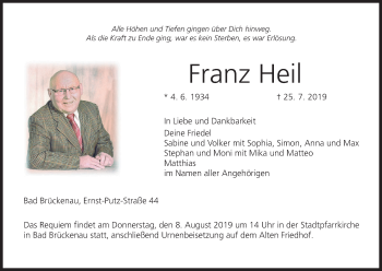 Anzeige von Franz Heil von MGO