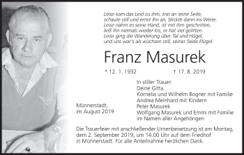 Anzeige von Franz Masurek von MGO