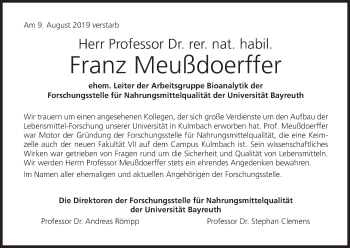 Anzeige von Franz Meußdoerffer von MGO