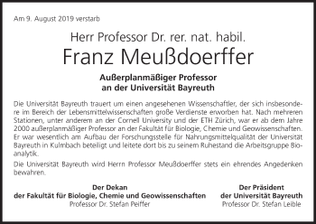 Anzeige von Franz Meußdoerffer von MGO