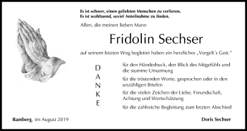 Anzeige von Fridolin Sechser von MGO