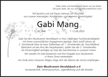 Anzeige von Gabi Mang von MGO