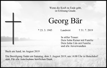 Anzeige von Georg Bär von MGO