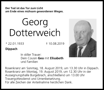 Anzeige von Georg Dotterweich von MGO