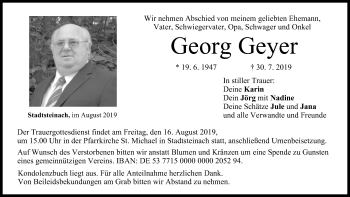 Anzeige von Georg Geyer von MGO