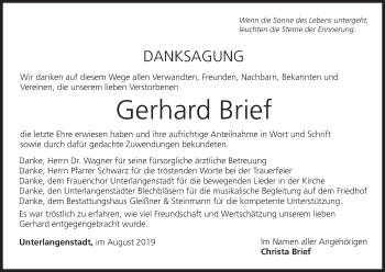 Anzeige von Gerhard Brief von MGO