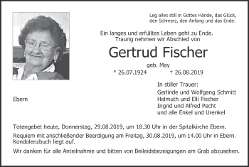 Anzeige von Gertrud Fischer von MGO