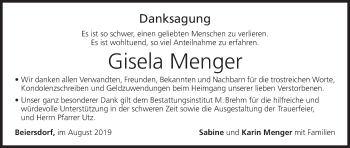 Anzeige von Gisela Menger von MGO