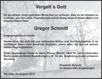 Anzeige von Gregor Schmitt von MGO
