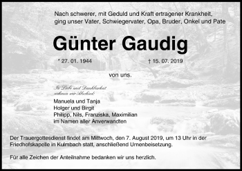 Anzeige von Günter Gaudig von MGO