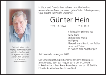 Anzeige von Günter Hein von MGO