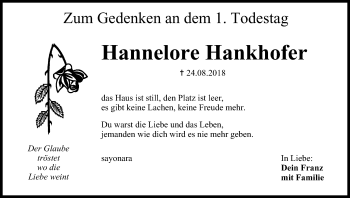 Anzeige von Hannelore Hankhofer von MGO