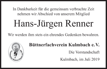 Anzeige von Hans-Jürgen Renner von MGO