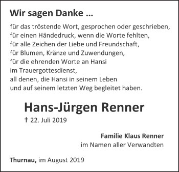 Anzeige von Hans-Jürgen Renner von MGO