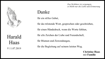 Anzeige von Harald Haas von MGO