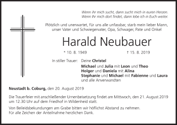 Anzeige von Harald Neubauer von MGO