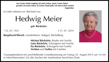 Anzeige von Hedwig Meier von MGO