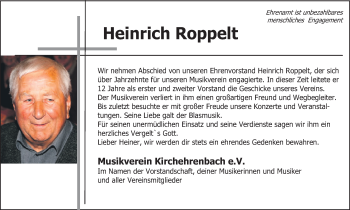 Anzeige von Heinrich Roppelt von MGO