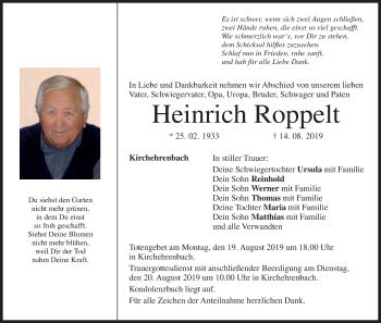 Anzeige von Heinrich Roppelt von MGO