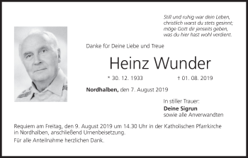 Anzeige von Heinz Wunder von MGO