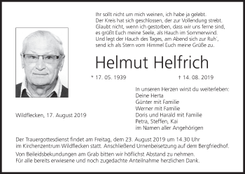 Anzeige von Helmut Helfrich von MGO