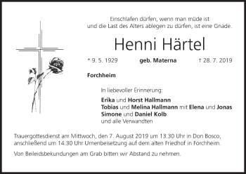 Anzeige von Henni Härtel von MGO