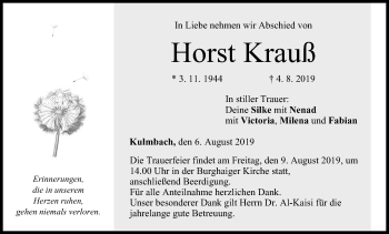 Anzeige von Horst Krauß von MGO