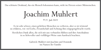 Anzeige von Joachim Muhlert von MGO