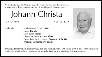 Anzeige von Johann Christa von MGO