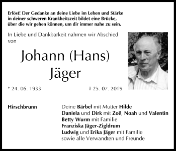 Anzeige von Johann Jäger von MGO