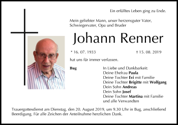 Anzeige von Johann Renner von MGO