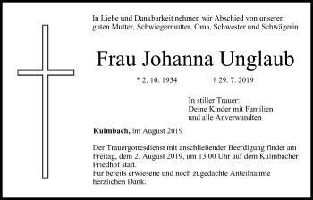 Anzeige von Johanna Unglaub von MGO